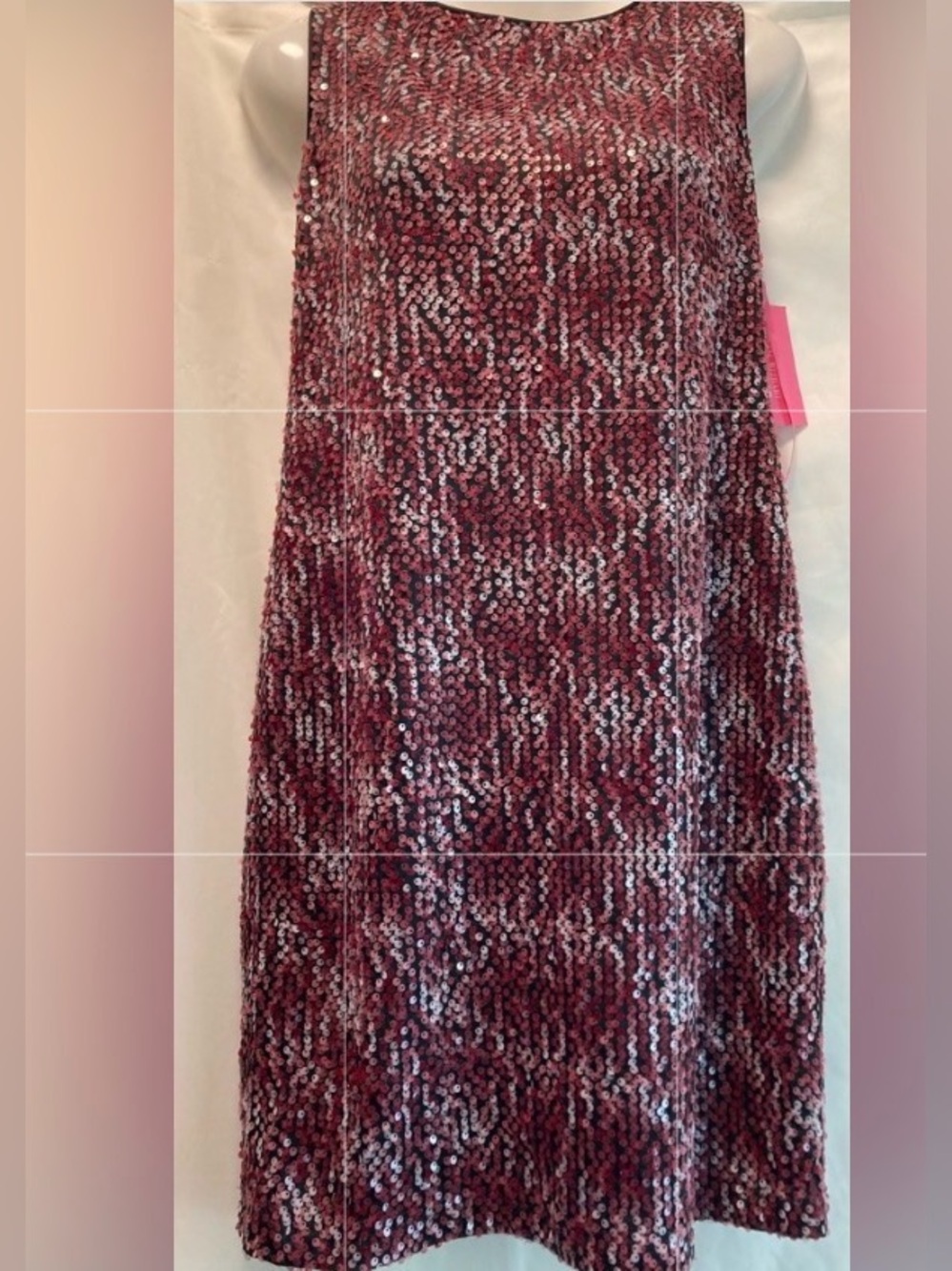 NWT Isaac Mizrahi New York Sequin Midi Dress Black Wine Size 12